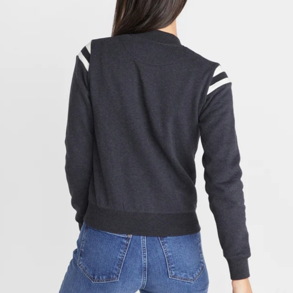 Marine Layer Ashton Bomber Heather Charcoal Black Women's Small - Picture 3 of 11